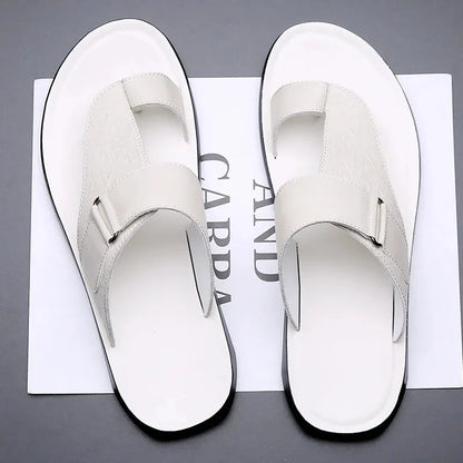 Luca | Geometric Textured T-Strap Sandals