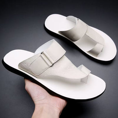 Luca | Geometric Textured T-Strap Sandals