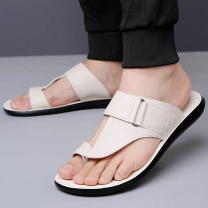 Luca | Geometric Textured T-Strap Sandals
