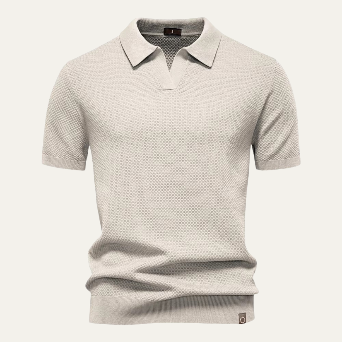 Luca | Textured Knit Open Collar Polo Shirt