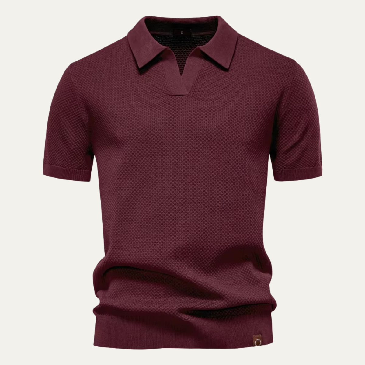 Luca | Textured Knit Open Collar Polo Shirt