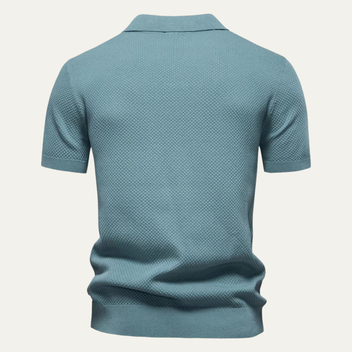 Luca | Textured Knit Open Collar Polo Shirt