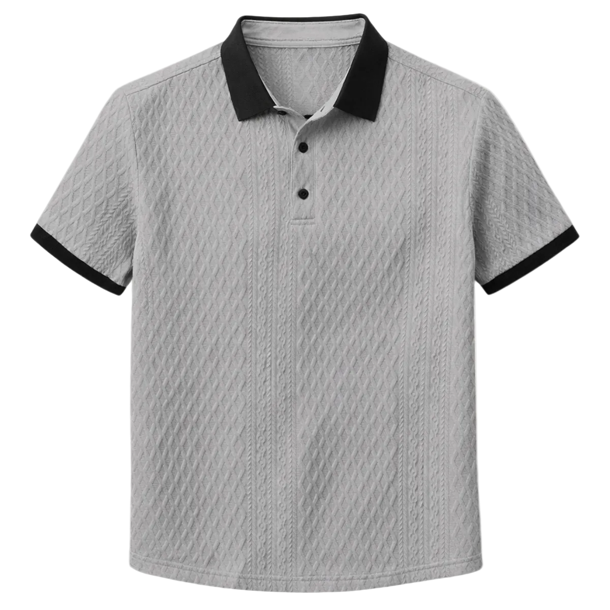 Luca | Textured Knit Polo Shirt with Contrast Collar