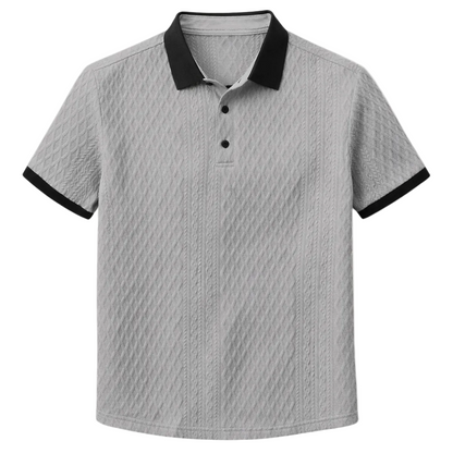 Luca | Textured Knit Polo Shirt with Contrast Collar