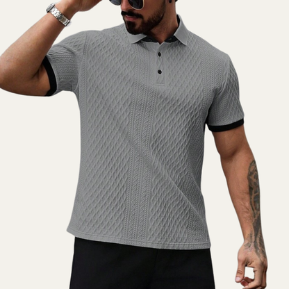 Luca | Textured Knit Polo Shirt with Contrast Collar