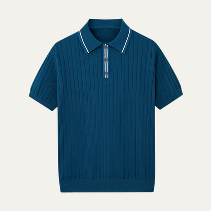 Luca | Textured Knit Zip Polo