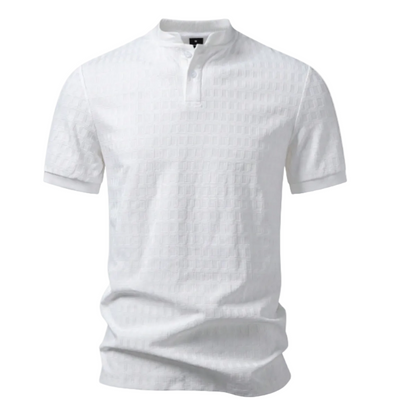 Luca | Textured Woven Band Collar Shirt
