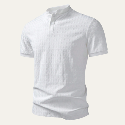 Luca | Textured Woven Band Collar Shirt