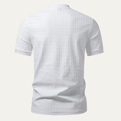 Luca | Textured Woven Band Collar Shirt