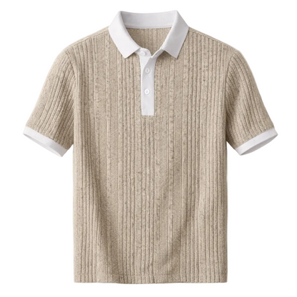 Luca | Two-Tone Ribbed Knit Polo Shirt