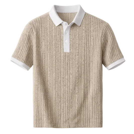 Luca | Two-Tone Ribbed Knit Polo Shirt