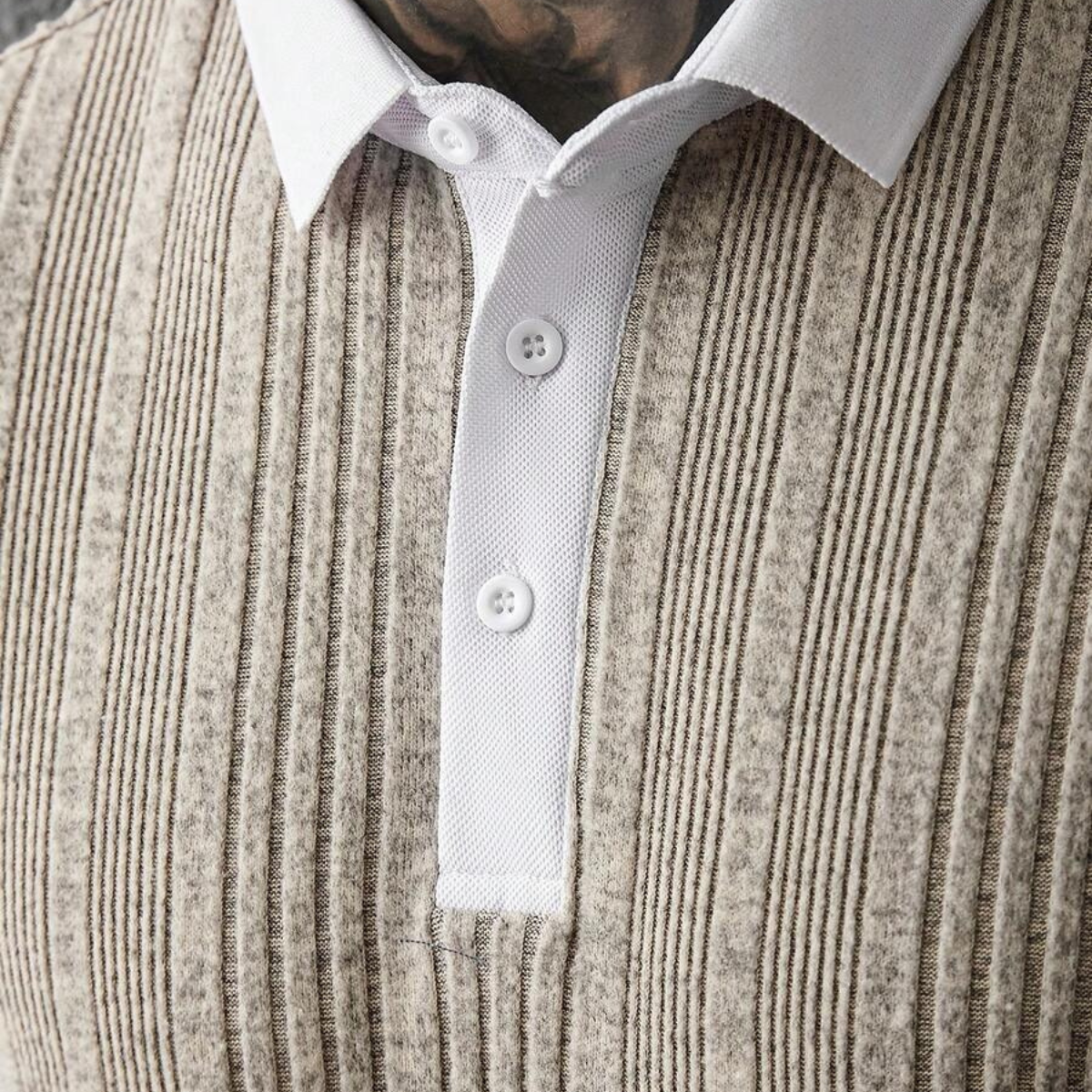Luca | Two-Tone Ribbed Knit Polo Shirt
