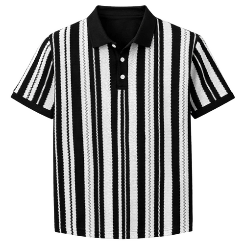 Luca | Vertical Stripe Knit Polo Shirt