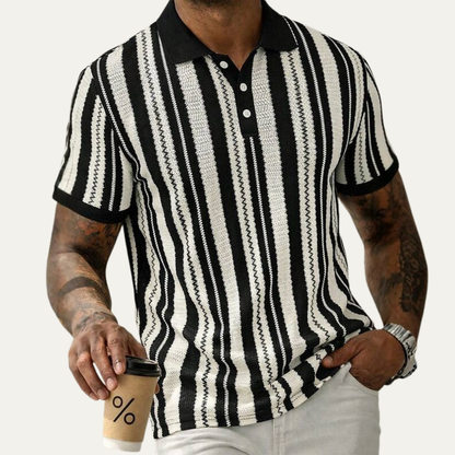 Luca | Vertical Stripe Knit Polo Shirt
