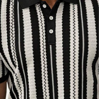 Luca | Vertical Stripe Knit Polo Shirt