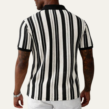 Luca | Vertical Stripe Knit Polo Shirt