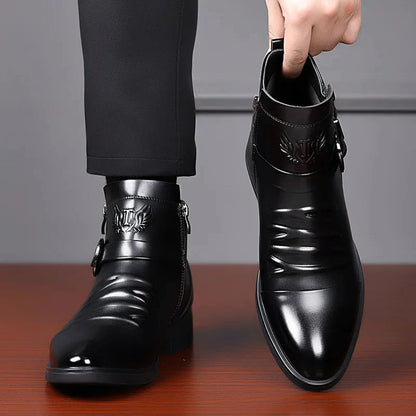 Luca | Sleek Western Buckle Ankle Boots