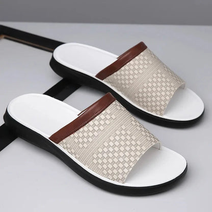 Luca | Woven Upper Slide Sandals with Open Toe