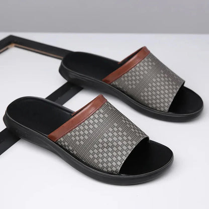 Luca | Woven Upper Slide Sandals with Open Toe