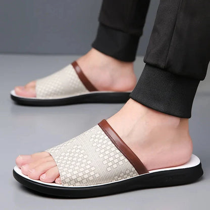 Luca | Woven Upper Slide Sandals with Open Toe