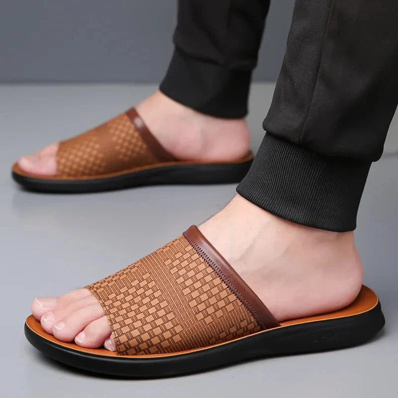 Luca | Woven Upper Slide Sandals with Open Toe