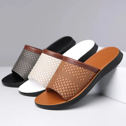 Luca | Woven Upper Slide Sandals with Open Toe