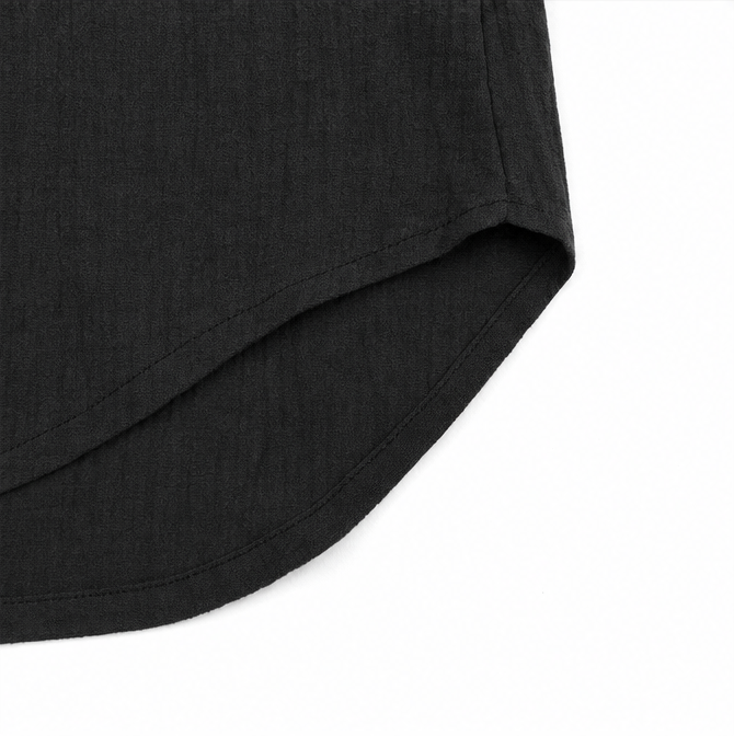 Sereva – Women's Relaxed V-Neck Linen Blouse with Three-Quarter Sleeves and Curved Hem