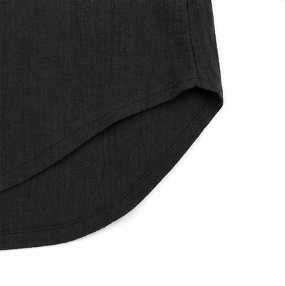 Sereva – Women's Relaxed V-Neck Linen Blouse with Three-Quarter Sleeves and Curved Hem