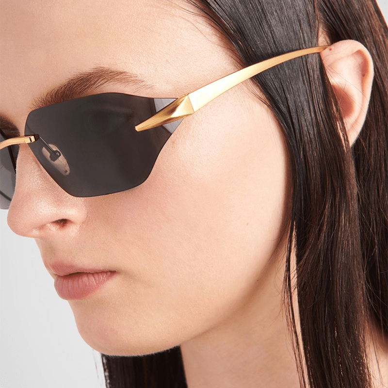 Freya | Elegant Rimless Golden Sunglasses