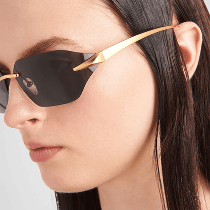Freya | Elegant Rimless Golden Sunglasses