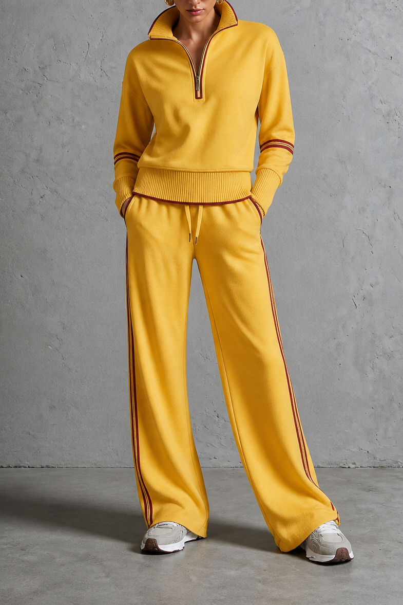 Elena | Half-Zip Wide-Leg Track Set