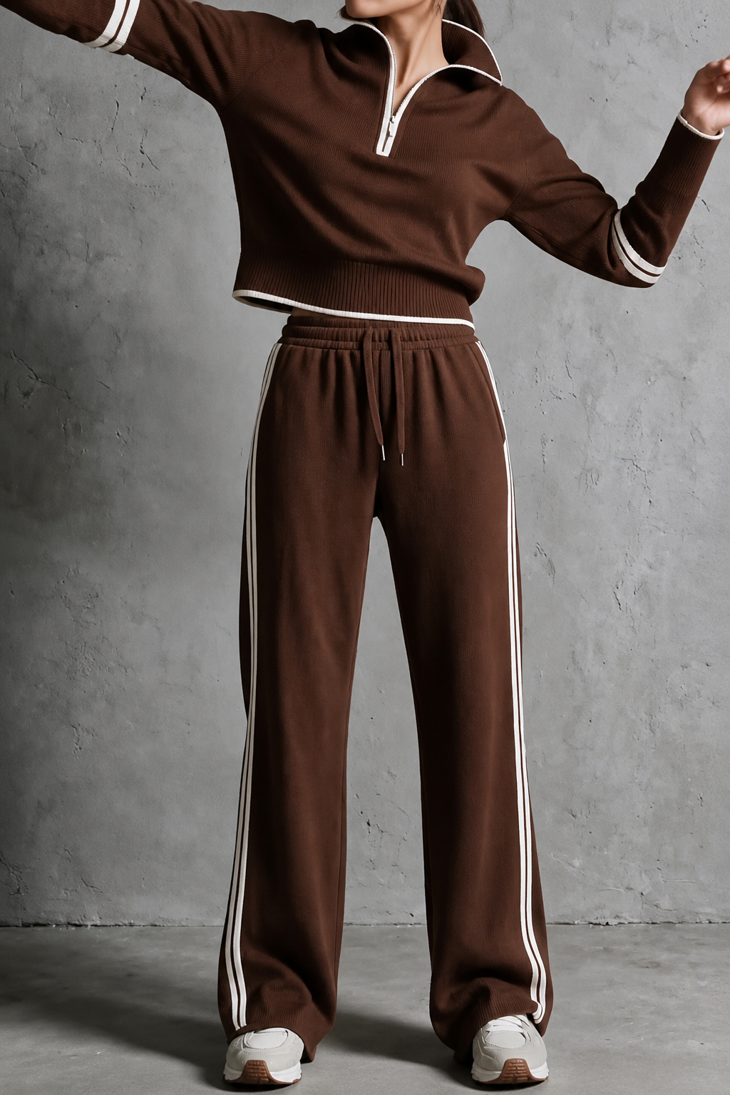 Elena | Half-Zip Wide-Leg Track Set