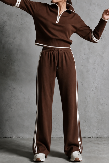 Elena | Half-Zip Wide-Leg Track Set