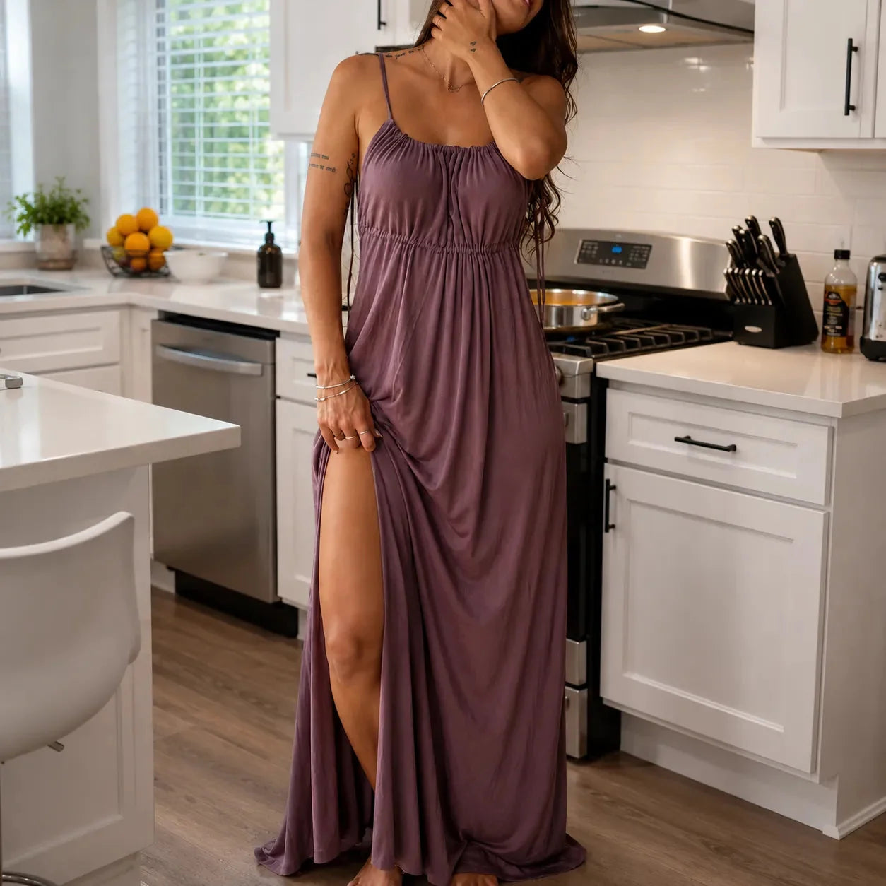Celeste | Backless Drawstring Maxi Dress