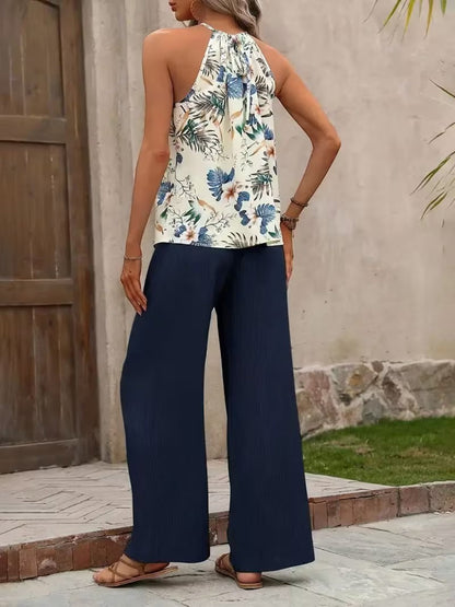 Lila | Chic Halter Top and Wide-Leg Trousers Set