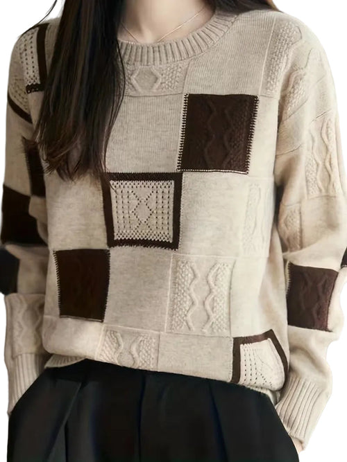 Lila | Chic Patchwork Crew-Neck Sweater