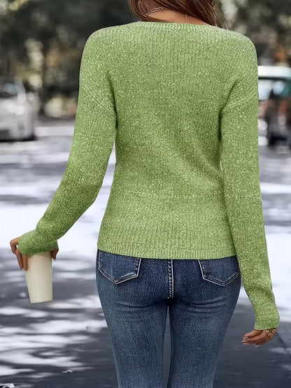 Lila | V-Neck Wrap Sweater with Stud Accents