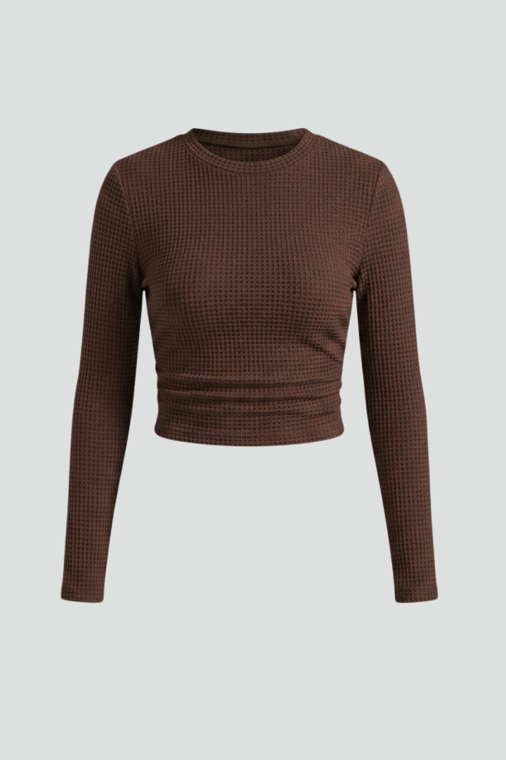 Lena | Textured Jersey Long Sleeve Crop Top