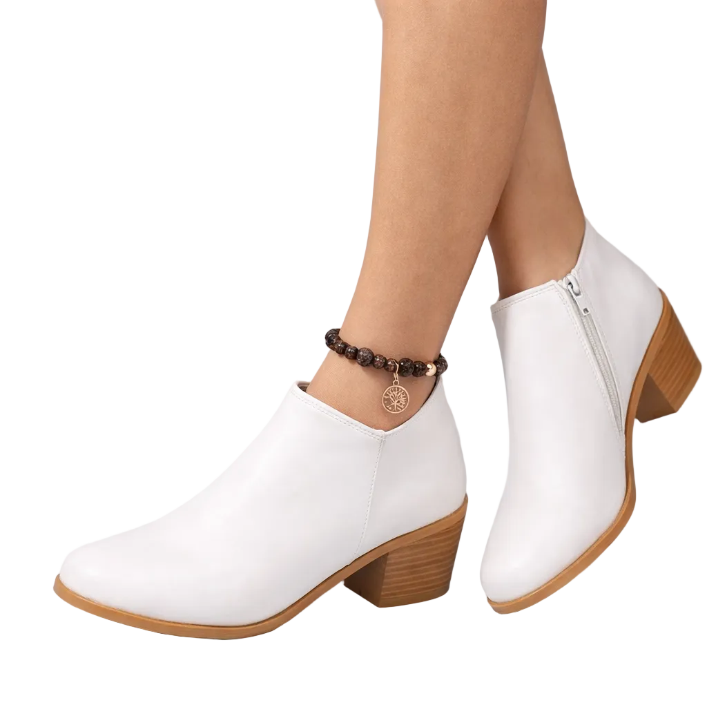 Luna | Chic Block Heel Ankle Boots with Side Zip