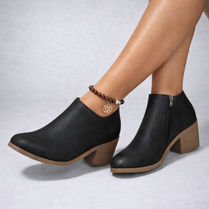 Luna | Chic Block Heel Ankle Boots with Side Zip