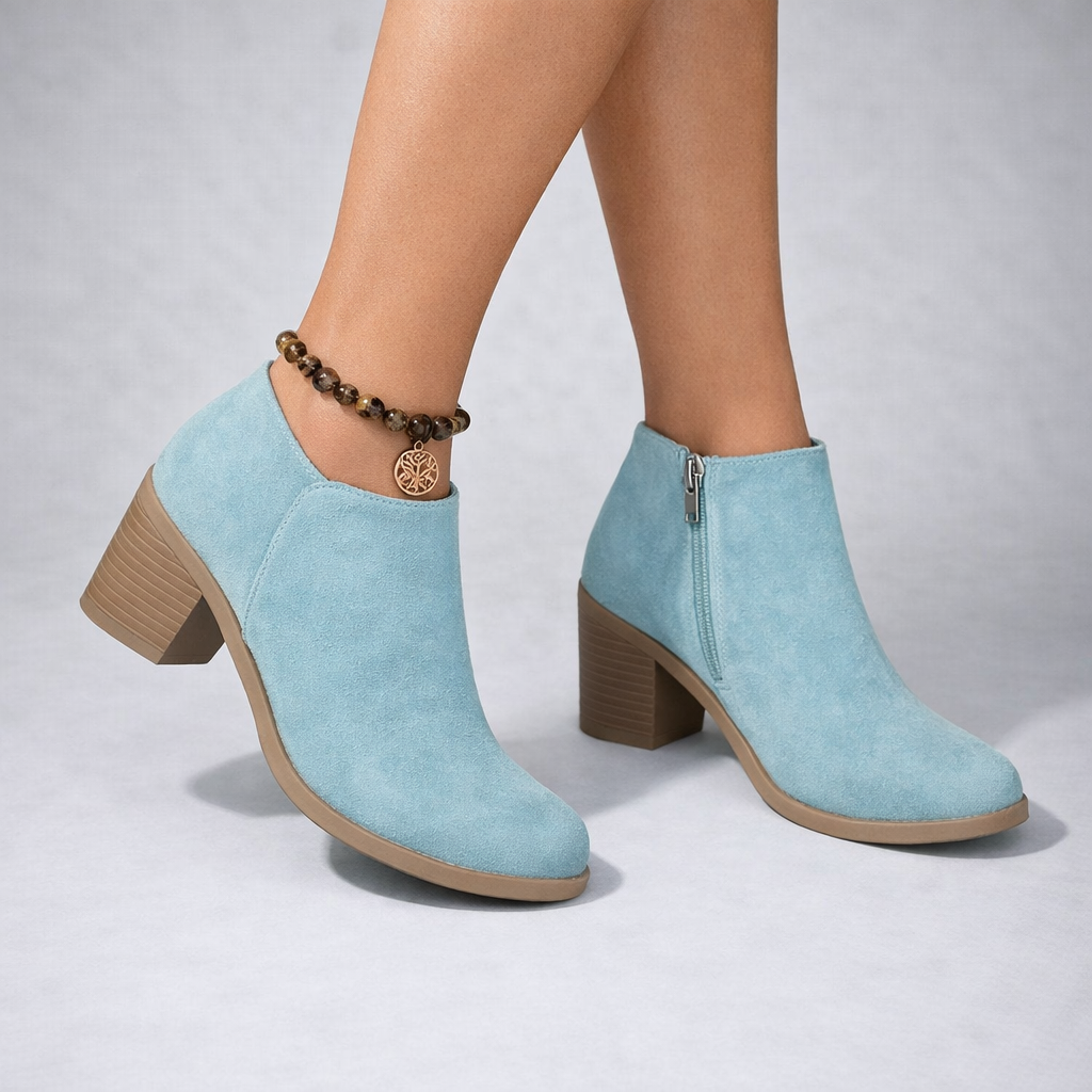 Luna | Chic Block Heel Ankle Boots with Side Zip