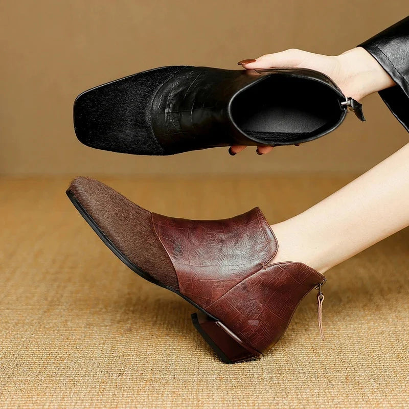 Lila | Chic Ankle Boots with Low Stacked Heel
