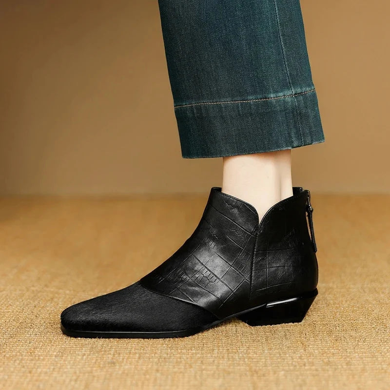 Lila | Chic Ankle Boots with Low Stacked Heel
