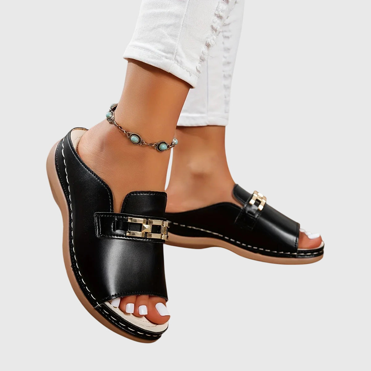 Luna | Chic Chain-Strap Platform Slide Sandals