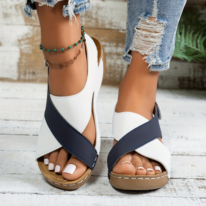 Scarlett | Criss-Cross Wedge Sandals with Cutout Vamp