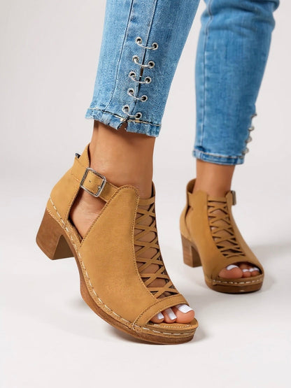 Lila | Crisscross Cutout Block Heels