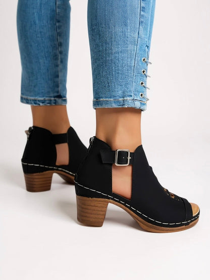 Lila | Crisscross Cutout Block Heels