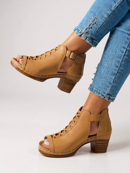 Lila | Crisscross Cutout Block Heels