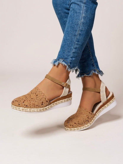 Lila | Crochet Flatform Sandals with Ankle Buckle