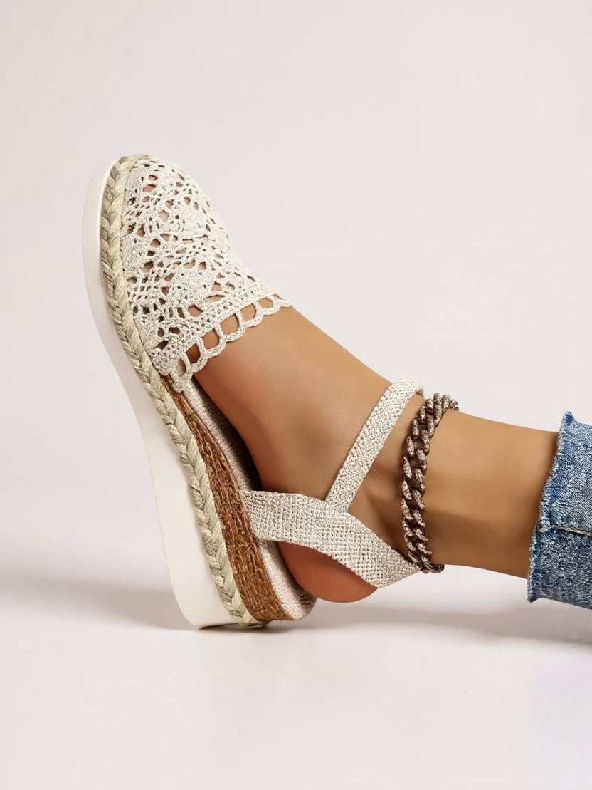 Lila | Crochet Flatform Sandals with Ankle Buckle